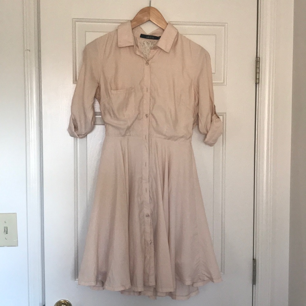 MODCLOTH Cream A-line dress with lace back